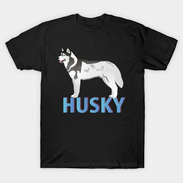 Lively Husky Dog Side View T-Shirt by NorseTech